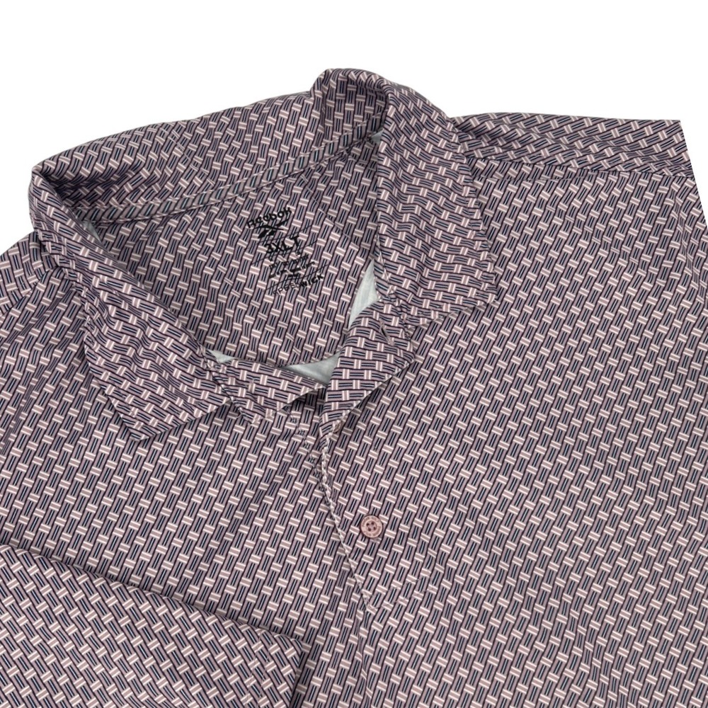 Reebok Speedwick Polo Shirt Mens 3XLT Pink Purple Geometric Basketweave Golf Tee